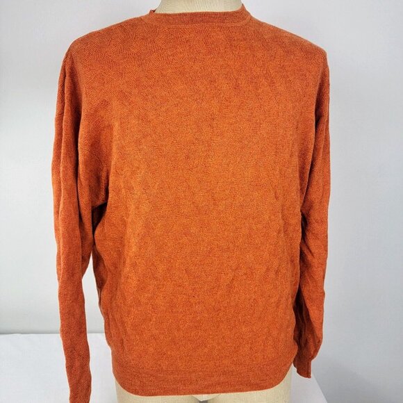 Robert Talbott Men's Orange Persimmon Long Sleeve Pullover Sweater Knit MEDIUM - Picture 1 of 8